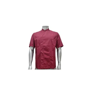 Giacca cuoco mezza manica bordeaux con bottoni automatici