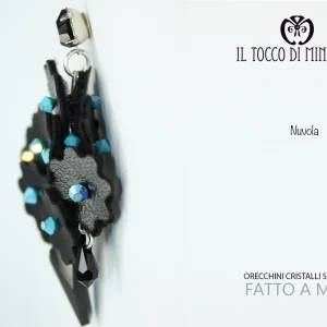 Orecchini in pelle e cristalli Swarovski Nuvola Realizzati A Mano – Handmade