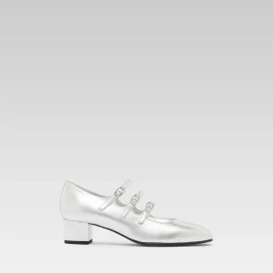 Kina - Silver laminated leather Mary Janes pumps
