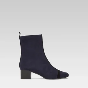 Audrey - Ocean and black suede leather ankle boots