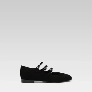 Ariana s - Black suede leather Mary Janes ballet flats
