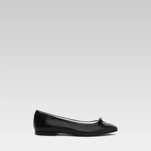 Bella - Black leather ballet flats