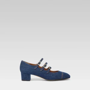 Kina - Raw denim fabric Mary Janes pumps