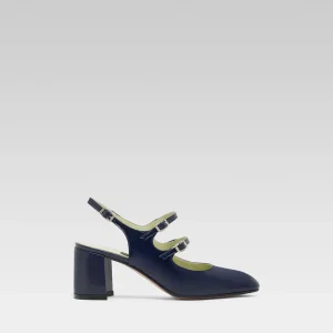 Banana - Blue navy patent leather slingback Mary Janes
