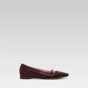 Emilie - Burgundy naplack leather strappy  ballet flats