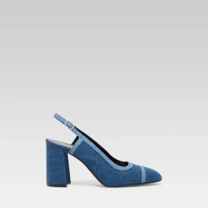Alizee - Bi-denim fabric slingback pumps