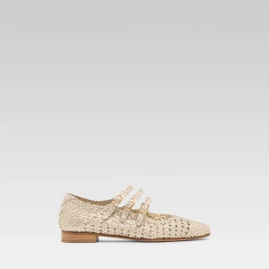 Ariana - Platinum braided leather ballet flats