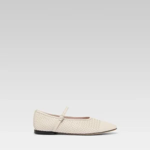 Tracy - Ballerines babies cuir tressé ivoire