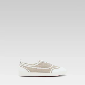 Sol - Recycled greige canvas lace-up tennis shoes