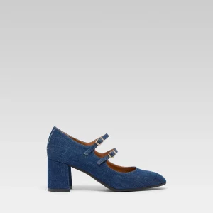 Alice - Raw denim fabric Mary Janes pumps