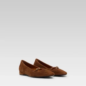 Emilie - Cognac suede leather ballet flats