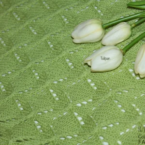 Copertina per Neonato/a Pura Lana Verde Tulipan - Realizzata a mano