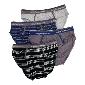 4-Pack Slip Uomo in Cotone Elasticizzato con Elastico Esterno Rossoporpora Art.US2139