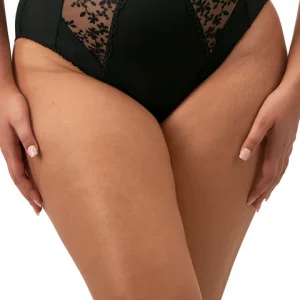 Zarla Black Slip A Vita Alta E Dettagli In Pizzo