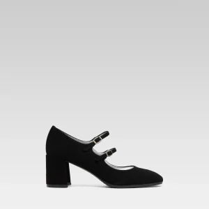 Alice - Black suede leather Mary Janes pumps