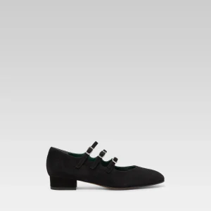 Ariana - Black suede leather Mary Janes ballet flats