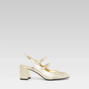 Banana - Platinum laminated leather slingback Mary Janes