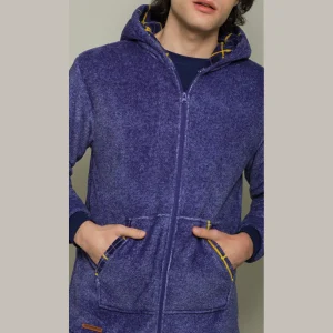 Giacca da camera con cappuccio da uomo in coral