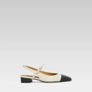 Oceano - Beige and black leather slingback