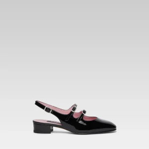 Peche - Black patent leather slingback Mary Janes