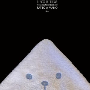 Accappatoio Bamboo bianco ricamo orsetto celeste - Fatto a Mano