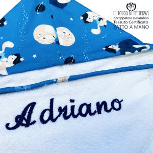 Accappatoio Bamboo bianco neonato piccolo principe - Fatto a Mano