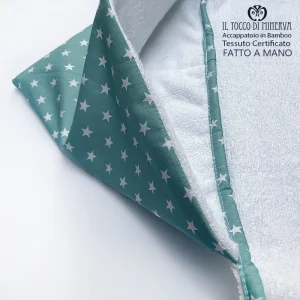Accappatoio Bamboo bianco neonato stelle - Fatto a Mano