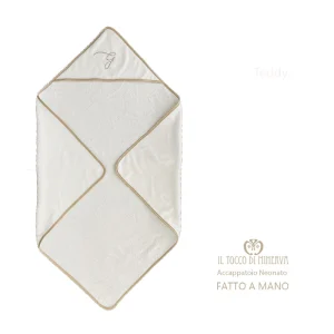Accappatoio Bamboo bianco ricamo iniziali Teddy - Fatto a Mano