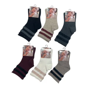 Calza Corta Donna in Caldo Cotone Costina e Strisce Meritex Art.BONNY