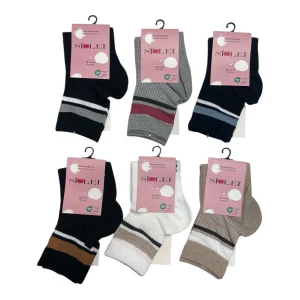 Calza Corta Donna in Caldo Cotone Fantasia Si è Lei Art.STRIPES