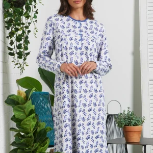 Camicia da notte in cotone manica lunga