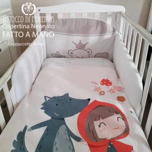 Copertina Neonato in Pile e Cotone Cappuccetto Rosso - Fatto a Mano