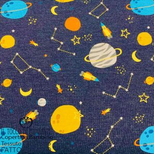 Copertina Neonato in Cotone Certificato Universo arancione - Fatto a Mano