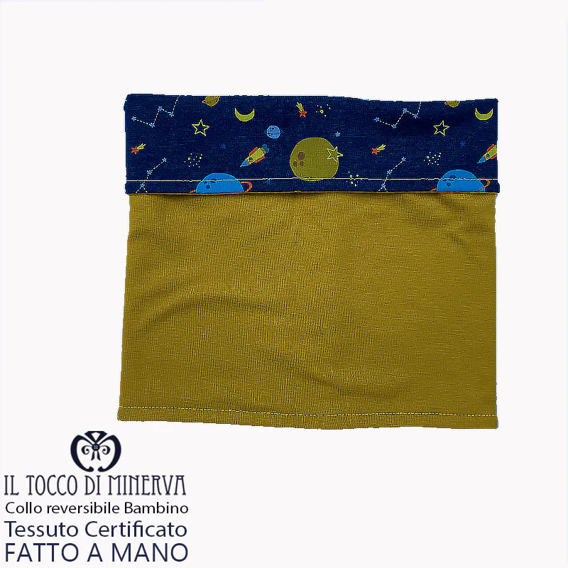 Collo da Bambino in Cotone Certificato Universo senape - Fatto a Mano