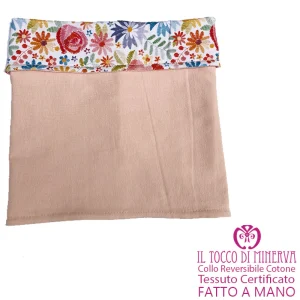 Collo da Bambina in Cotone Reversibile Certificato Fiori - Fatto a Mano
