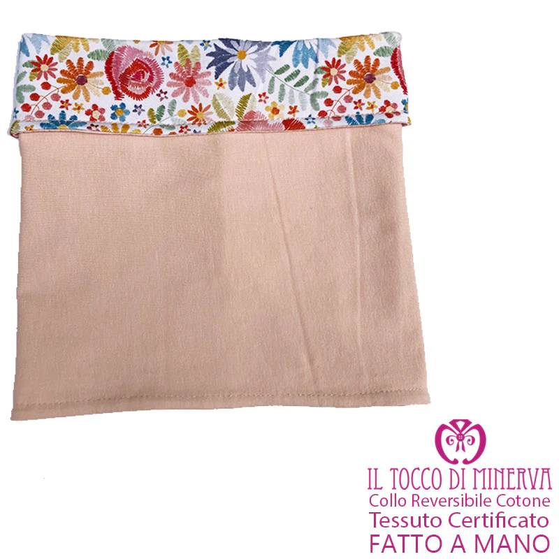 Collo da Bambina in Cotone Reversibile Certificato Fiori - Fatto a Mano - immagine 2