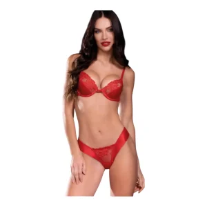 Completo Donna Natalizio Push-Up + Brasiliana V in Pizzo Love and Bra Art.98097
