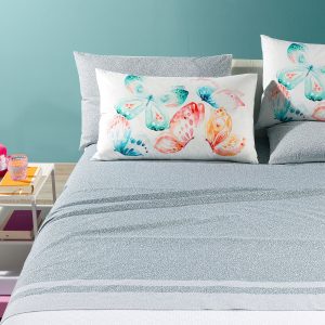 Completo Lenzuola In Cotone Farfalle Matrimoniale Caleffi