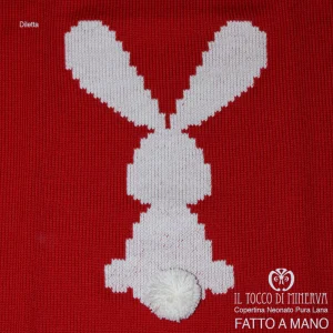 Copertina Neonato Rosso Pura Lana e Cotone Diletta Realizzata a Mano