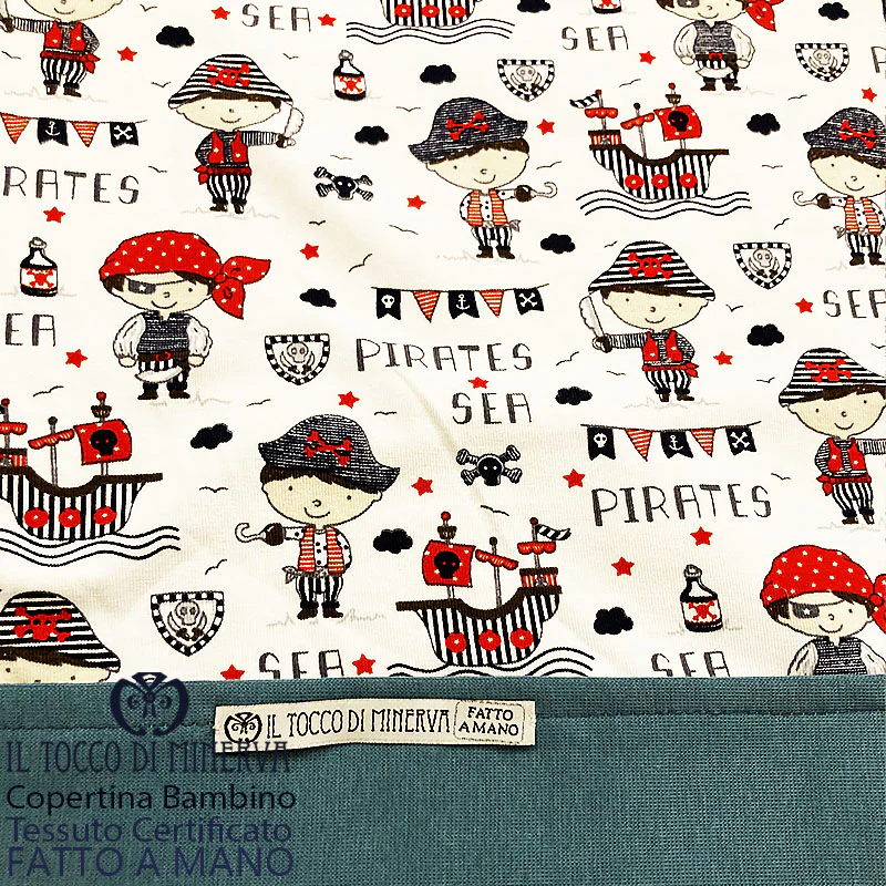 Copertina Neonato in Cotone Certificato Pirati fondo bianco carta da zucchero - Fatto a Mano - immagine 4