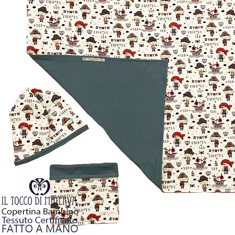 Copertina Neonato in Cotone Certificato Pirati fondo bianco carta da zucchero - Fatto a Mano - immagine 5
