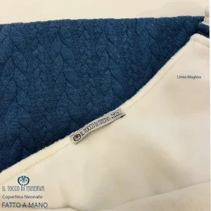 Copertina Neonato Linea Maglina in Pile bianco e maglia - Fatto a Mano