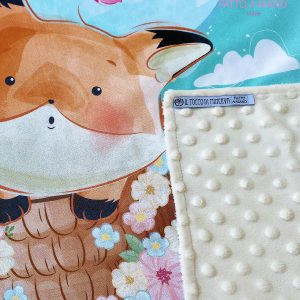 Copertina Neonato in Pile beige e Cotone la volpe Linea le farfalle  - Fatto a Mano