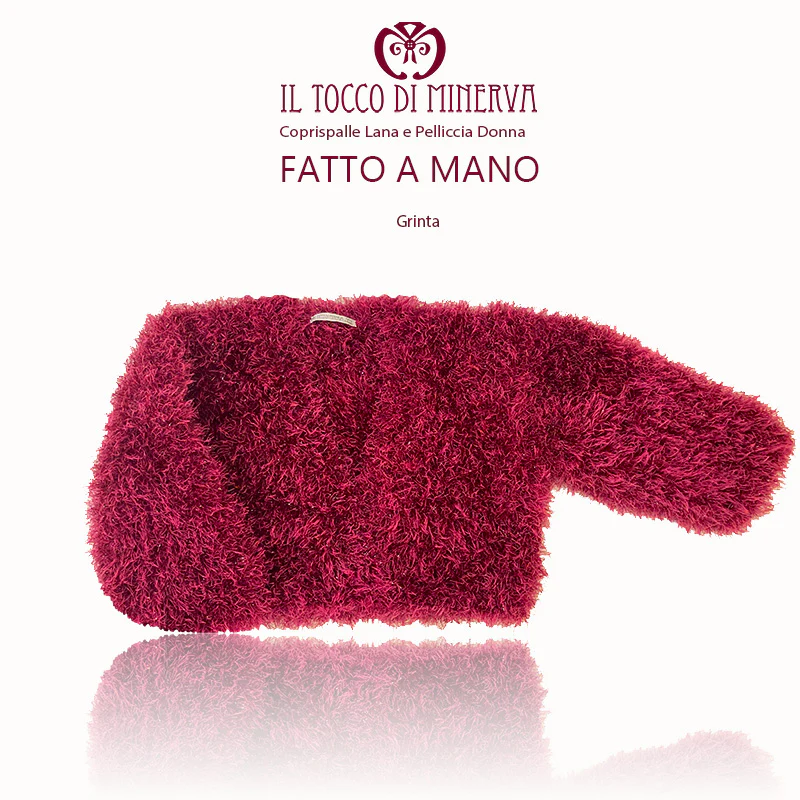 Coprispalle Grinta in lana e filato in pelliccia - Fatto a Mano - immagine 6