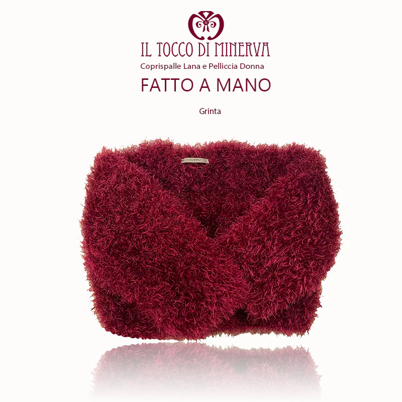 Coprispalle Grinta in lana e filato in pelliccia - Fatto a Mano - immagine 5