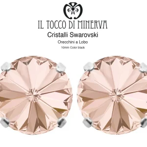 Orecchini Cristallo Swarovski a Lobo 10 mm colore Cipria – Fatto a Mano