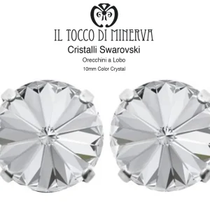 Orecchini Cristallo Swarovski a Lobo 10 mm colore Cristallo – Fatto a Mano