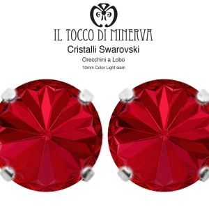 Orecchini Cristallo Swarovski a Lobo 10 mm colore Rosso – Fatto a Mano