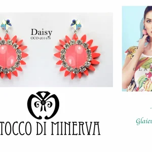 Orecchini Corallo fiore cristallo swarovski Daisy Realizzati a mano - Handmade