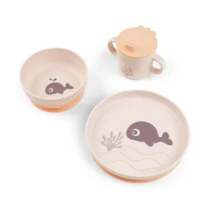 Done By Deer - Set Pappa Foodie - Piatto Ciotola e Tazza - 100% PP Alimentare - Rosa